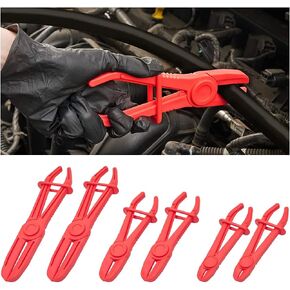 zipelo Hose Clamp Pliers, 6 Pack 3 Size Line Pinch Clamps Set, Plastic Hose Pinching Off Pliers for Automotive Radiator, Brake, Gas, Coolant Hoses and Fuel Lines, Vehicle Tools Car Accessories