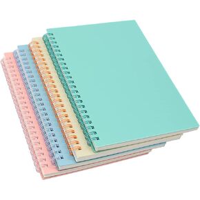 Yansanido Spiral Notebook, 4 Pcs A5 Thick Plastic Hardcover 8mm Ruled 4 Color 80 Sheets -160 Pages Journals for Study and Notes (Light Pink,Light Green,Light Blue,ivory, A5 5.7" x 8.3"-Ruled)