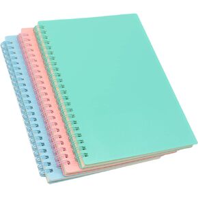 Yansanido Spiral Notebook, 3 Pcs A5 Thick Plastic Hardcover 8mm Ruled 3 Color 80 Sheets -160 Pages Journals for Study and Notes (Light Pink,Light Green,Light Blue, A5 5.7" x 8.3"-Ruled)