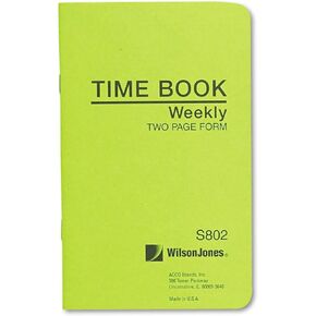 Wilson Jones Foreman's Pocket Size Employee Time Book, 4.13 x 6.75 Inches, 36 Pages, Green (WS802)
