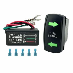 ALTBET Turn Signal Rocker Switch with Flasher Green LED On/Off/On Compatible with ATV UTV RV Vehicle Off-Road Pickup Tractor Boat Motorcycle Universal Turn Signal Switch (Switch & Flasher)