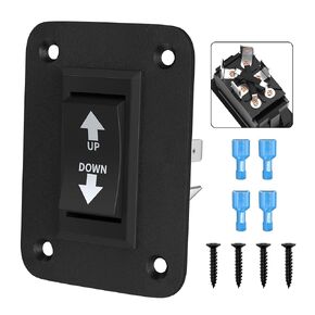 DaierTek Momentary RV Jack Switch 30 Amp 12V DC Reverse Polarity Rocker Switch Motor Control DPDT 4 Pin Power Jack Toggle Switch with Wires for 5th Wheel Tongue Trailer Stabilizer -2Pack