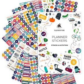 Clever Fox Planner Fitness Stickers Set - Monthly, Weekly & Daily Planner Stickers 16 Sheets Set of 841+ Unique Stickers (Fitness & Nutrition)