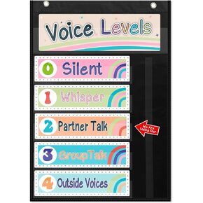 Voice Level Classroom Pocket Chart,Boho Voice Level Classroom Decor/Classroom Management (White)