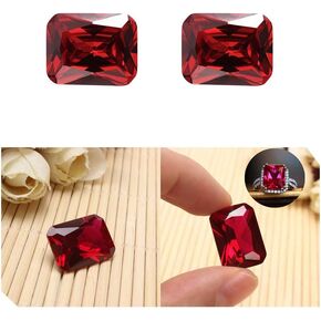 2Pcs Exquisite Plgeon Blood Red Ruby Emerald Cut Loose Gemstone Gifts