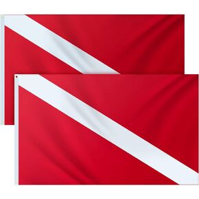 2 Pcs Dive Flag for Boat Scuba Diving Flag 3 x 5 ft Diver Down Flag Outdoor Scuba Diver Flag Polyester Banner Float Legal Size Boat Flag for Buoy Water Swim Snorkeling Spearfishing Freediving, Red