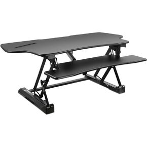 Mount-It! Electric Standing Desk Converter, 48 Inch Extra Wide Motorized Sit Stand Desk with Built in USB Port, Ergonomic Height Adjustable Workstation, Black (MI-7962)