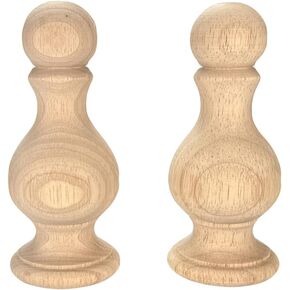 2Pack Decorative Unfinished Wood Finials 5.5" Tall x 2.4" Wide for Bed Post Finials Dowel Finial Flagpole Topper Staircases Wooden DIY Crafts Finials for Home Deoration (Type1-2.4×5.5inch)