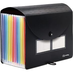 Accordion File Organizer 24 Pocket Expanding File & Cover Folder with Labels, Plastic Portable Desktop Letter A4 Paper Document Receipt Bill Storage, Filing Folder Organizer – by Enday