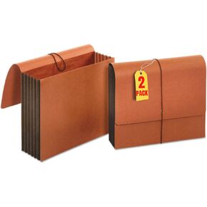 1InTheOffice Expanding File Wallet with Flap and Cord Closure, 5-1/4" Expansion, Legal Size (2 Pack)