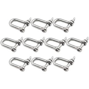 Eilumduo 10Pcs M5 3/16" Stainless Steel Mini D Shaped Bow Shackle for Paracord Jewelry, Marine Tackle