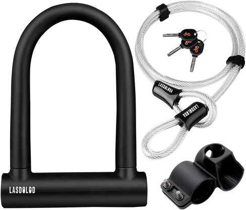 Lasdolod Heavy Duty Anti Theft Bike Lock, 3 Keys, 4ft Steel Cable, Zinc Alloy Core, Serpentine Keyway, Silicone Coated Key Surface in Saudi Arabia