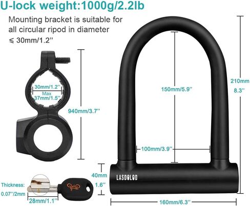 Lasdolod Heavy Duty Anti Theft Bike Lock, 3 Keys, 4ft Steel Cable, Zinc Alloy Core, Serpentine Keyway, Silicone Coated Key Surface in Saudi Arabia