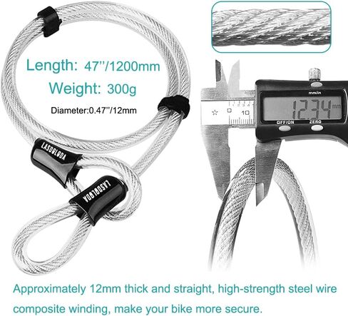 Lasdolod Heavy Duty Anti Theft Bike Lock, 3 Keys, 4ft Steel Cable, Zinc Alloy Core, Serpentine Keyway, Silicone Coated Key Surface in Saudi Arabia