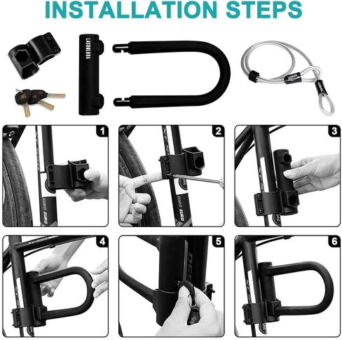 Lasdolod Heavy Duty Anti Theft Bike Lock, 3 Keys, 4ft Steel Cable, Zinc Alloy Core, Serpentine Keyway, Silicone Coated Key Surface in Saudi Arabia