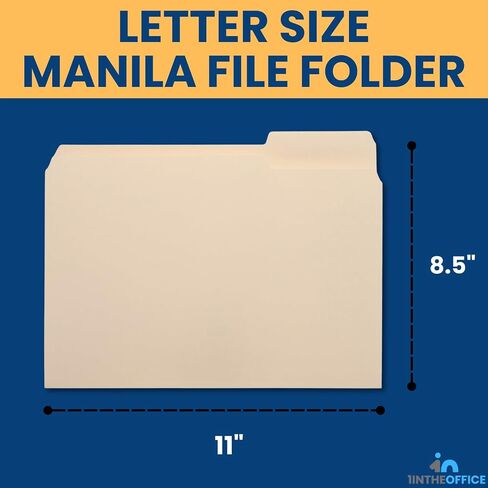 مجلدات ملفات 1InTheOffice Manila مقاس 8.5 × 11، علامة تبويب 1/3 قطع، حجم الحروف، 100/عبوة in Saudi Arabia
