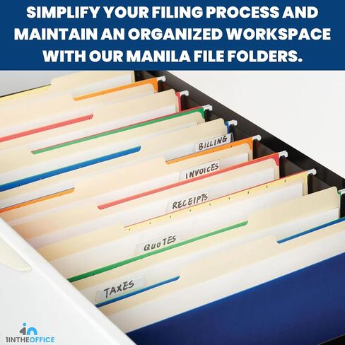 مجلدات ملفات 1InTheOffice Manila مقاس 8.5 × 11، علامة تبويب 1/3 قطع، حجم الحروف، 100/عبوة in Saudi Arabia