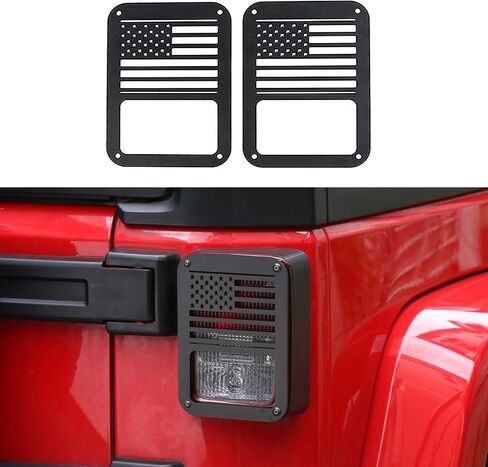 Hoolcar Rear Light Protector Cover Tail Light Guard Cover US Flag Light Guard Cover Compatible with 2007-2017 Jeep Wrangler JK JKU, Black in Saudi Arabia