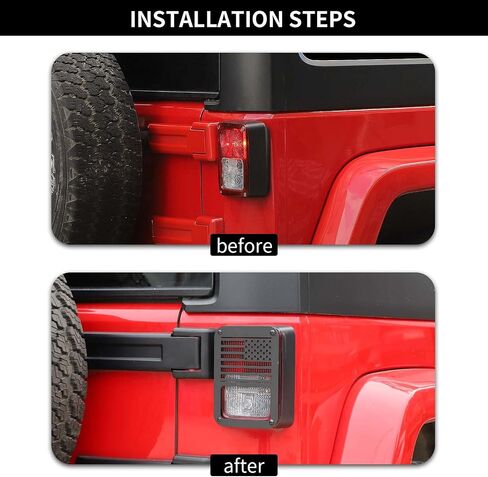 Hoolcar Rear Light Protector Cover Tail Light Guard Cover US Flag Light Guard Cover Compatible with 2007-2017 Jeep Wrangler JK JKU, Black in Saudi Arabia