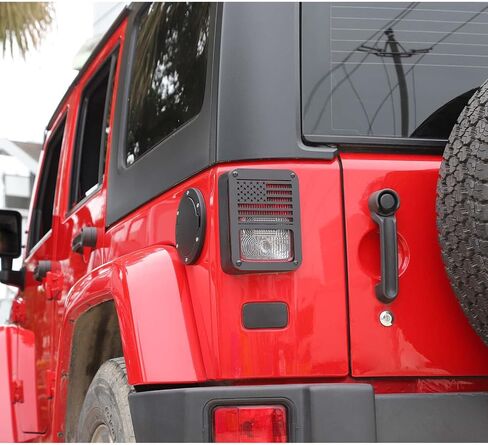 Hoolcar Rear Light Protector Cover Tail Light Guard Cover US Flag Light Guard Cover Compatible with 2007-2017 Jeep Wrangler JK JKU, Black in Saudi Arabia