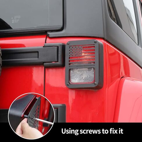 Hoolcar Rear Light Protector Cover Tail Light Guard Cover US Flag Light Guard Cover Compatible with 2007-2017 Jeep Wrangler JK JKU, Black in Saudi Arabia