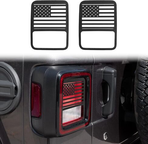 Hoolcar Rear Light Protector Cover Tail Light Guard Cover US Flag Light Guard Cover Compatible with 2007-2017 Jeep Wrangler JK JKU, Black in Saudi Arabia