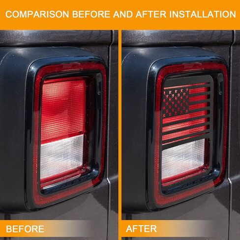 Hoolcar Rear Light Protector Cover Tail Light Guard Cover US Flag Light Guard Cover Compatible with 2007-2017 Jeep Wrangler JK JKU, Black in Saudi Arabia