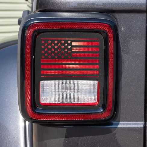 Hoolcar Rear Light Protector Cover Tail Light Guard Cover US Flag Light Guard Cover Compatible with 2007-2017 Jeep Wrangler JK JKU, Black in Saudi Arabia