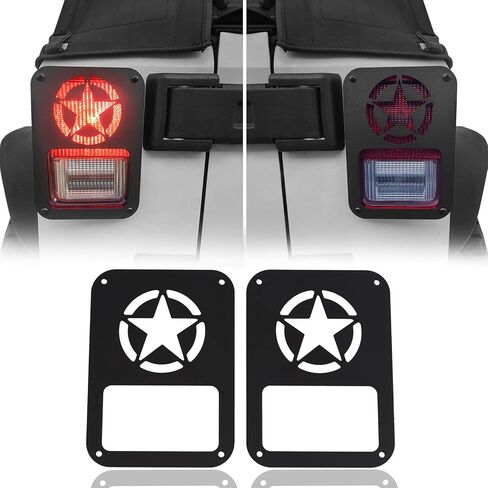 Hooke Road JK Wrangler Tail Light Guard, Five Star Taillight Cover for 2007-2018 Wrangler JK & Wrangler Unlimited - Pair in Saudi Arabia