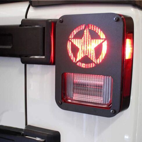 Hooke Road JK Wrangler Tail Light Guard, Five Star Taillight Cover for 2007-2018 Wrangler JK & Wrangler Unlimited - Pair in Saudi Arabia