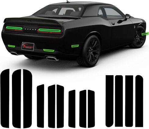 Side Marker & Taillight Tint Kit for 2015-2022 Dodge Challenger | Precut Dark Smoke Vinyl Overlays for '15-'20 Dodge Challenger (NOT-WIDEBODY) | Tint Film (Full Kit) in Saudi Arabia