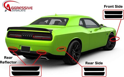 Side Marker & Taillight Tint Kit for 2015-2022 Dodge Challenger | Precut Dark Smoke Vinyl Overlays for '15-'20 Dodge Challenger (NOT-WIDEBODY) | Tint Film (Full Kit) in Saudi Arabia