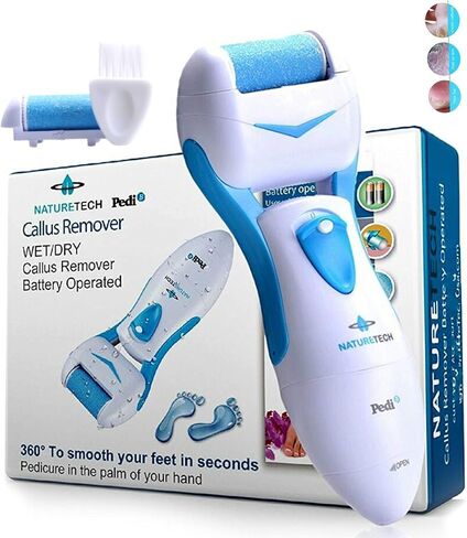 Pedi Electronic Pedicure Foot File - Callus Remover and Shaver for Dry Feet & Cracked Heels ✮ 1 Extra Mineral Pumice Stone Roller Head ✮ Show Immediate Results ✮ for Men & Woman (Aqua) in Saudi Arabia