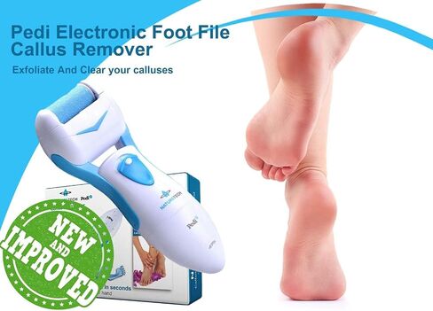 Pedi Electronic Pedicure Foot File - Callus Remover and Shaver for Dry Feet & Cracked Heels ✮ 1 Extra Mineral Pumice Stone Roller Head ✮ Show Immediate Results ✮ for Men & Woman (Aqua) in Saudi Arabia