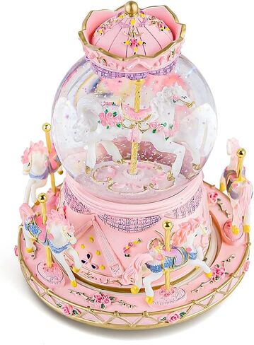 Carousel Horses Music Box Gift Color Changing Lights Unicorn Snow Globe for Wife Mom Women Girls Friend Women Daughter Girls Sister Birthday Anniversary in Saudi Arabia