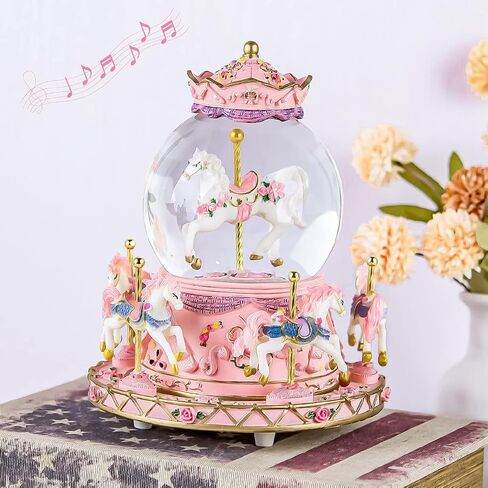 Carousel Horses Music Box Gift Color Changing Lights Unicorn Snow Globe for Wife Mom Women Girls Friend Women Daughter Girls Sister Birthday Anniversary in Saudi Arabia