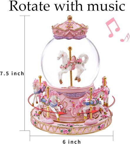 Carousel Horses Music Box Gift Color Changing Lights Unicorn Snow Globe for Wife Mom Women Girls Friend Women Daughter Girls Sister Birthday Anniversary in Saudi Arabia