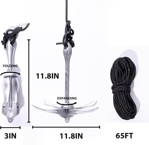 OMNISAFE Kayak Anchor Kit, 3.5 lb Marine Folding Grapnel Anchor with Rope and Storage Bag, Accessories for Small Boats, Canoes, SUP Paddle Boards in Saudi Arabia