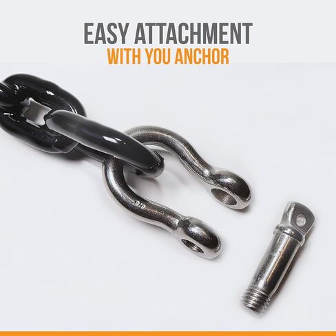 سلسلة مرساة للقارب مطلية بمادة PVC من Anchor-Man مع أغلال متقدمة من الفولاذ المقاوم للصدأ - سلاسل مرساة مثالية للقوارب والزوارق والزلاجات النفاثة - مقاسان (4 أقدام و1/4 بوصة، و5 أقدام و5/16 بوصة) - سلسلة مرساة مطلية باللون الأسود in Saudi Arabia