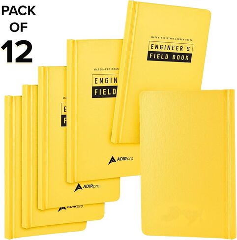 AdirPro Proffesional Engineers Field Surveying Book Standard Size - Engineering Computation - Grid Paper Notebook - Scientific Notebook - Graph Paper 4 ⅝ x 7 ¼ (12 Books) Yellow in Saudi Arabia
