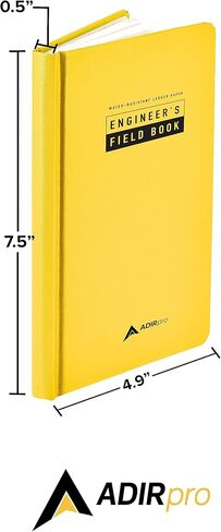 AdirPro Proffesional Engineers Field Surveying Book Standard Size - Engineering Computation - Grid Paper Notebook - Scientific Notebook - Graph Paper 4 ⅝ x 7 ¼ (12 Books) Yellow in Saudi Arabia
