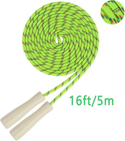 16 FT Long Jump Rope for Kids, Adjustable Double Dutch Skipping Rope with Wooden Handle, Multiplayer Team Jumping Rope for Outdoor Fun, School Sport, Party Game, Birthday Gift in Saudi Arabia