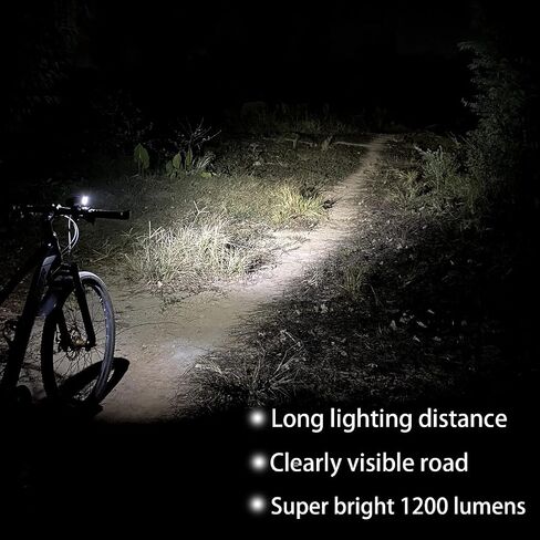 Bike Lights Front and Back, 5000 mAh USB Rechargeable Bicycle Lights, Super Bright 1200 Lumen Bike Headlight and Taillight Set for Night Riding, Cycling Accessories for Road and MTB in Saudi Arabia