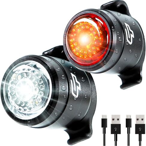 أضواء الدراجة القابلة لإعادة الشحن عبر USB للأمام والخلف، مجموعة مصابيح أمامية وخلفية للدراجة، سهلة التركيب، خفيفة الوزن ومتينة in Kuwait