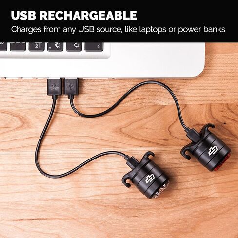 أضواء الدراجة القابلة لإعادة الشحن عبر USB للأمام والخلف، مجموعة مصابيح أمامية وخلفية للدراجة، سهلة التركيب، خفيفة الوزن ومتينة in Kuwait