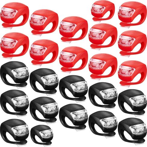 24 Pieces Bicycle Light Front and Rear Silicone LED Bike Light Bike Headlight and Taillight Multi-Purpose Waterproof Bike Light for Cycling with 48 Pieces Batteries Included in Saudi Arabia