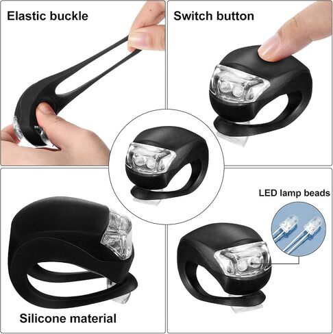24 Pieces Bicycle Light Front and Rear Silicone LED Bike Light Bike Headlight and Taillight Multi-Purpose Waterproof Bike Light for Cycling with 48 Pieces Batteries Included in Saudi Arabia