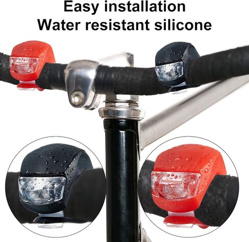 24 Pieces Bicycle Light Front and Rear Silicone LED Bike Light Bike Headlight and Taillight Multi-Purpose Waterproof Bike Light for Cycling with 48 Pieces Batteries Included in Saudi Arabia