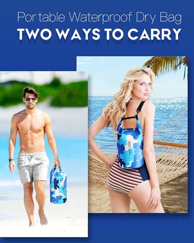 حقيبة ظهر فاخرة مقاومة للماء وجافة، 5 لتر/10 لتر/20 لتر/30 لتر، حقيبة جافة محمولة مقاومة للماء مع حافظة هاتف، حقيبة عائمة مقاومة للماء للتجديف بالكاياك والسباحة وركوب القوارب وركوب الأمواج والمشي لمسافات طويلة والشاطئ وما إلى ذلك. in Kuwait