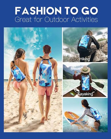 حقيبة ظهر فاخرة مقاومة للماء وجافة، 5 لتر/10 لتر/20 لتر/30 لتر، حقيبة جافة محمولة مقاومة للماء مع حافظة هاتف، حقيبة عائمة مقاومة للماء للتجديف بالكاياك والسباحة وركوب القوارب وركوب الأمواج والمشي لمسافات طويلة والشاطئ وما إلى ذلك. in Kuwait